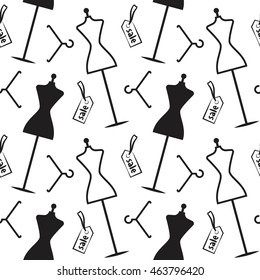 mannequin dress sell hand drawing pattern seamless vector