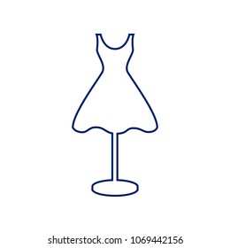 Mannequin with dress sign. Vector. Flat style black icon on white.