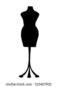 Mannequin dummy for dressmaking isolated on white background. Tailoring icon. Dressmaker icon. Vector illustration. 