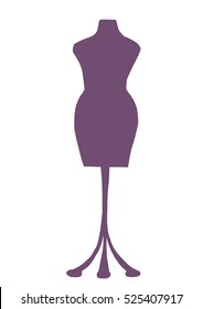 Mannequin dummy for dressmaking isolated on white background. Tailoring icon. Dressmaker icon. Vector illustration. 