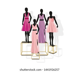 Mannequin Fashion dresses Vector illustration. Shopping concept front view