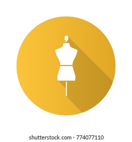 Mannequin flat design long shadow glyph icon. Tailor's dummy. Vector silhouette illustration