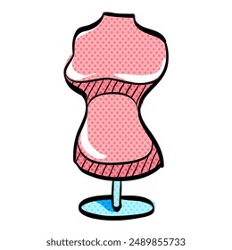 Mannequin halftone icon hand drawn color vector illustration