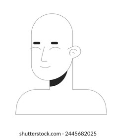 Mannequin head and shoulders black and white 2D line cartoon character. Not gender specific manikin face isolated vector outline person. Manequin model monochromatic flat spot illustration