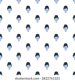 Mannequin heads displaying a classic updo bun creating a repeating beauty background