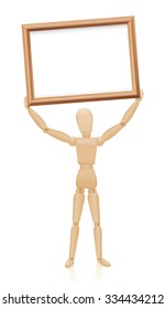 Mannequin holding up a board. Illustration over white background.