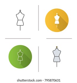 Mannequin icon. Flat design, linear and color styles. Tailor's dummy. Isolated vector illustrations