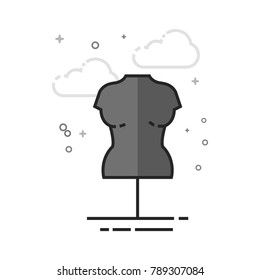 Mannequin icon in flat outlined grayscale style. Vector illustration.