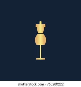 Mannequin icon flat. Simple gold pictogram on dark background. Vector illustration symbol