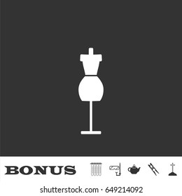 Mannequin icon flat. White pictogram on black background. Vector illustration symbol and bonus icons