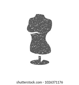 Mannequin icon in grunge texture. Vintage style vector illustration.