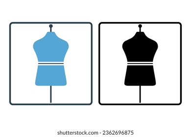 Mannequin icon. Icon related to textiles, sewing and used for displaying clothing made from textiles. Line icon style. Simple vector design editable