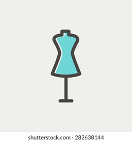 Línea delgada del icono del maniquí para diseño de web y móvil, minimalista moderno y plano. Icono del vector con contorno gris oscuro y color de desplazamiento en fondo gris claro.