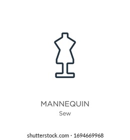Mannequin icon. Thin linear mannequin outline icon isolated on white background from sew collection. Line vector sign, symbol for web and mobile