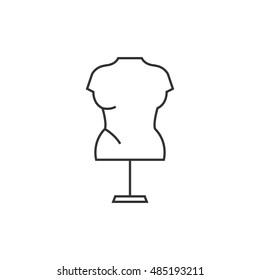 Mannequin icon in thin outline style. Tailor dressmaker sewing fashion industry