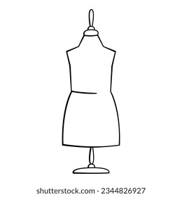 Retro Clothing Mannequin. White And Black Vector Silhouettes