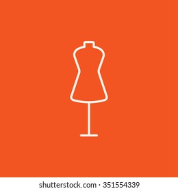 Icono de línea de maniquí para web, móviles e infografías. Icono blanco vector aislado en fondo rojo.