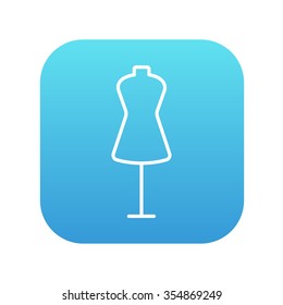 Mannequin Line Symbol für Web-, Mobil- und Infografiken. Vektorweißes Symbol auf dem blauen Farbverlauf-Quadrat mit abgerundeten Ecken einzeln auf weißem Hintergrund.