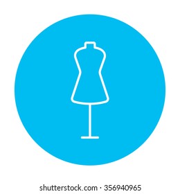Mannequin line icon for web, mobile and infographics. Vector white icon on the light blue circle isolated on white background.