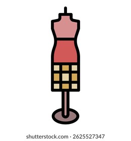 Manequim para um ícone de vestido longo. Manequim de contorno para um vestido longo ícone vetor cor plana isolado