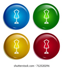 Mannequin multi color gradient glossy badge icon set. Realistic shiny badge icon or logo mockup