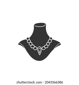 Mannequin Necklace Icon Silhouette Illustration. Jewerly Vector Graphic Pictogram Symbol Clip Art. Doodle Sketch Black Sign.