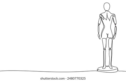 Mannequin one line line continuous. Line art mannequin. Hand drawn vector art.