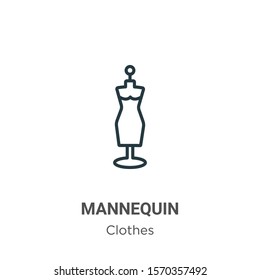 Mannequin outline vector icon. Thin line black mannequin icon, flat vector simple element illustration from editable clothes concept isolated on white background