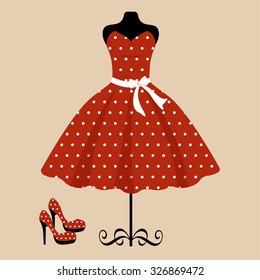 mannequin and retro red dress