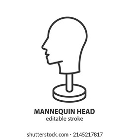 Mannequin for sewing hats line icon. Dummy head vector symbol. Editable stroke. 