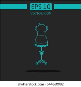 Mannequin Sewing icon vector. on dark background.logo design.graphic image.vintage