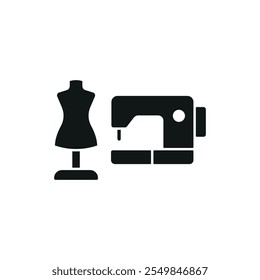 Mannequin and sewing machine set tailor and fashion icon vector basic design simple and modern concept graphic