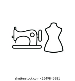 Mannequin and sewing machine set tailor and fashion icon vector basic design simple and modern concept graphic