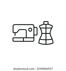 Mannequin and sewing machine set tailor and fashion icon vector basic design simple and modern concept graphic