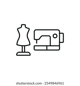 Mannequin and sewing machine set tailor and fashion icon vector basic design simple and modern concept graphic