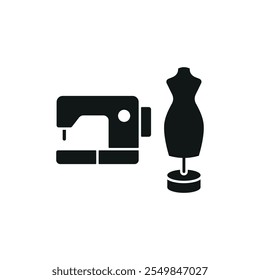 Mannequin and sewing machine set tailor and fashion icon vector basic design simple and modern concept graphic