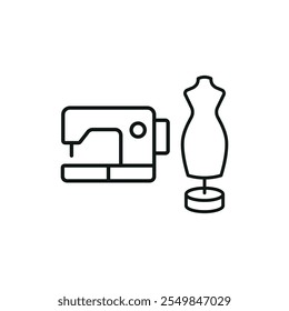 Mannequin and sewing machine set tailor and fashion icon vector basic design simple and modern concept graphic