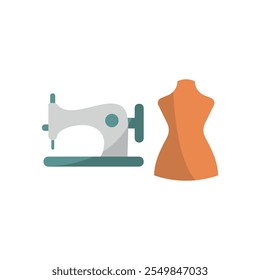 Mannequin and sewing machine set tailor and fashion icon vector basic design simple and modern concept graphic