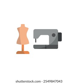 Mannequin and sewing machine set tailor and fashion icon vector basic design simple and modern concept graphic