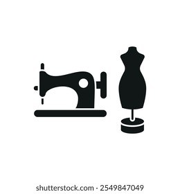 Mannequin and sewing machine set tailor and fashion icon vector basic design simple and modern concept graphic