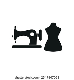 Mannequin and sewing machine set tailor and fashion icon vector basic design simple and modern concept graphic