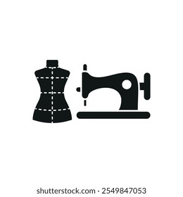 Mannequin and sewing machine set tailor and fashion icon vector basic design simple and modern concept graphic