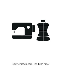 Mannequin and sewing machine set tailor and fashion icon vector basic design simple and modern concept graphic