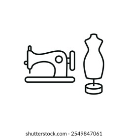 Mannequin and sewing machine set tailor and fashion icon vector basic design simple and modern concept graphic