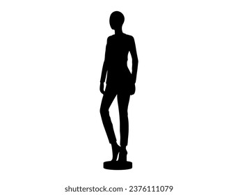 Retro Clothing Mannequin. White And Black Vector Silhouettes