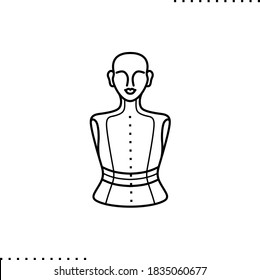 Mannequin tailored bust vector icon in outline 