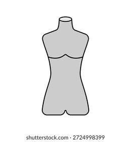 Maniquí Torso Forma de vestido de estilo de diseño plano que simboliza el diseño de moda ideal para la confección de pantallas y costuras visuales.