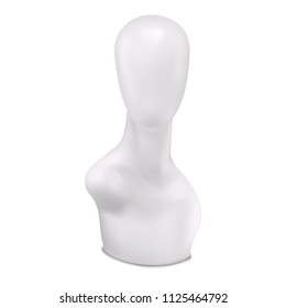 Mannequin vector. Fashionable clothes mannequin. Female front head white