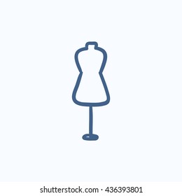 Icono de esbozo de vector de maniquí aislado en el fondo. Icono de Mannequín dibujado a mano. Icono de esbozo de maniquí para infografía, sitio web o aplicación.