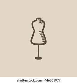 Icono de esbozo de vector de maniquí aislado en el fondo. Icono de Mannequín dibujado a mano. Icono de esbozo de maniquí para infografía, sitio web o aplicación.